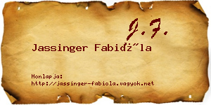 Jassinger Fabióla névjegykártya